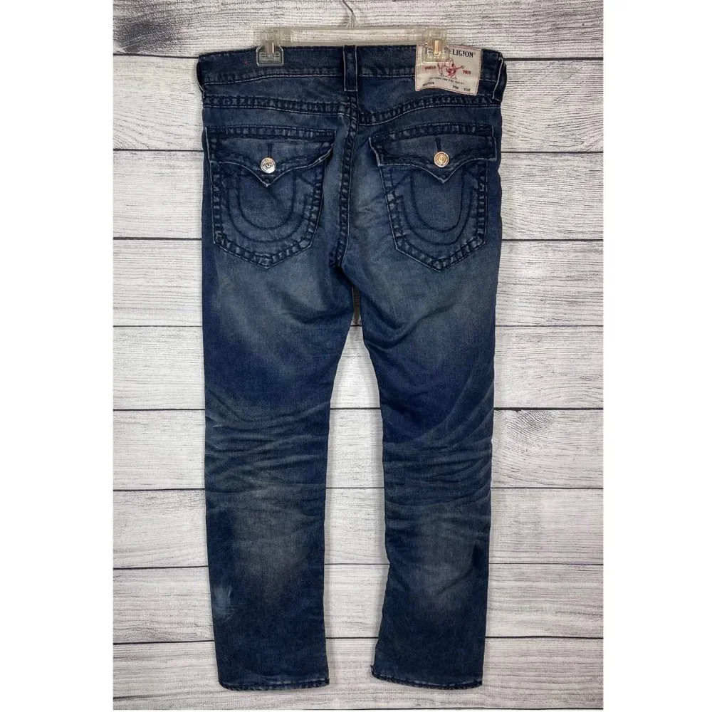 True Religion Ricky Relaxed Straight Dark Wash Jeans 36